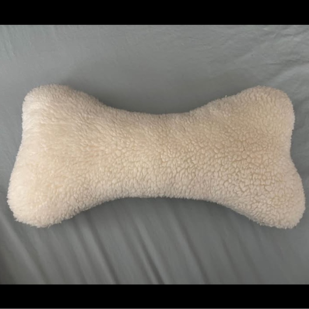 Bone-Shaped Sherpa Throw Pillow - Cream